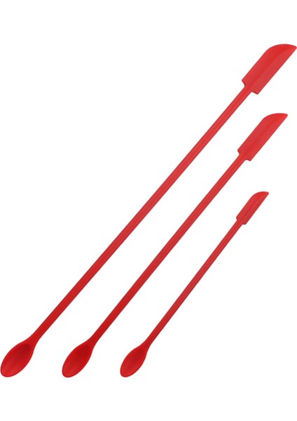 Mini Silikon Teleskopik Spatula ve Kepçe Kaşık, Mini Makyaj Spatula, Pişirme Için Isıya Dayanıklı Silikon Spatula Setleri, Kozmetik (Kırmızı) (Yurt Dışından)
