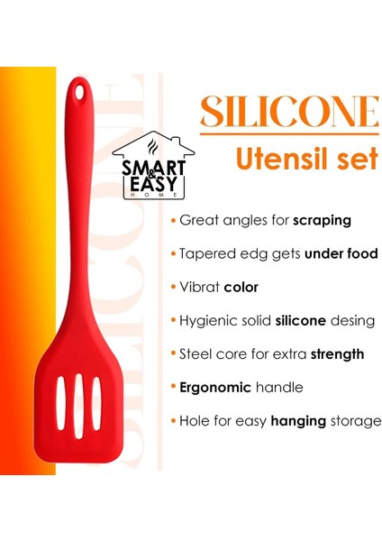 Yapışmaz Silikon Tencere Seti - 5 Parça Isıya Dayanıklı ve Sağlıklı - Spatula ve Silikon Köpük Içerir (Kırmızı) (Yurt Dışından)