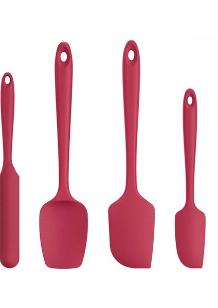 600 Derece Fahrenheit Isıya Dayanıklı Silikon Spatula Seti (Kırmızı) (Yurt Dışından)