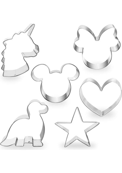 Çerez Kesiciler 4 "ila 3" 6'lı Set Mickey & Minnie Mouse Unicorn Dinozor Kalp Yıldız Sıcak Bisküvi Kek Fondan Gözleme Kesici Kalıp Çocuklar Için Çocuklar Tatil Kutlaması Doğum Günü (Yurt Dışından)