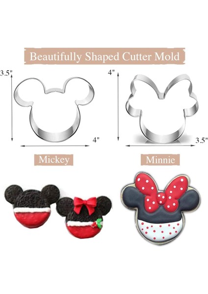 Çerez Kesiciler 4 "ila 3" 6'lı Set Mickey & Minnie Mouse Unicorn Dinozor Kalp Yıldız Sıcak Bisküvi Kek Fondan Gözleme Kesici Kalıp Çocuklar Için Çocuklar Tatil Kutlaması Doğum Günü (Yurt Dışından)