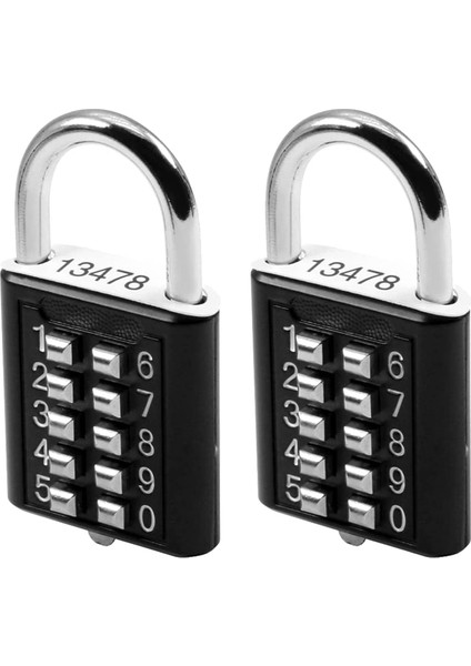 Adet 10 Haneli Kombinasyon Asma Kilit Basma Düğmesi Kilidi Soyunma Spor Salonu, Kasa, Çekmece, Araç Kutusu Siyah (Yurt Dışından)