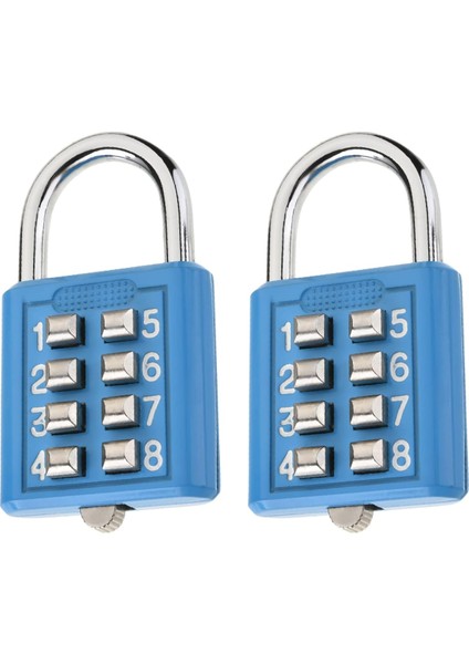 2 Adet 8 Haneli Kombinasyon Asma Kilit Basma Düğmesi Kilidi Soyunma Spor Salonu, Kasa, Çekmece, Araç Kutusu Mavi (Yurt Dışından)