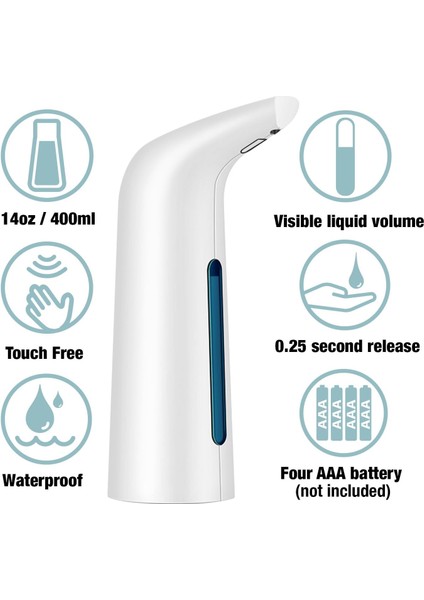 Otomatik Sabunluk Fotoselli, Eller Serbest Sıvı Sabunluk, 14OZ / 400ML Mutfak Banyo Otel Için Otomatik El Bulaşık Sabunu Dispenseri, Pil Hareket Sensörü Su Geçirmez Sabunluk (Yurt Dışından) fiyatları