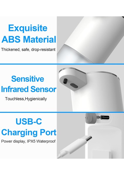 Köpük Sabunluk, 4 Seviye Ayarlanabilir Köpüklü 2 Paket Fotoselli Otomatik Sabunluk, USB Şarj Edilebilir, 13.5oz / 400ML Banyo Mutfak Ofis Için Duvara Monte Sabunluk (Yurt Dışından) modelleri