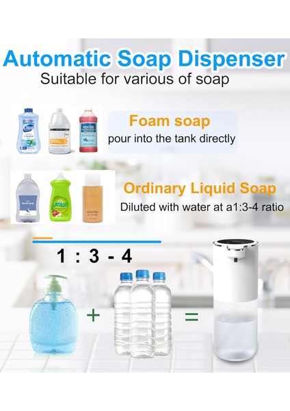 Köpük Sabunluk, 4 Seviye Ayarlanabilir Köpüklü 2 Paket Fotoselli Otomatik Sabunluk, USB Şarj Edilebilir, 13.5oz / 400ML Banyo Mutfak Ofis Için Duvara Monte Sabunluk (Yurt Dışından) fırsatları