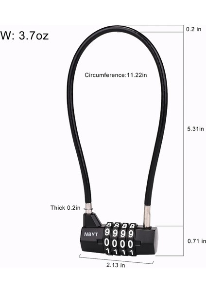 Çelik Kablo Halatlı 4 Haneli Şifreli Kilit, Dolap Kapı Kolu Asma Kilit, Çap3/16", UZUNLUK11", Dolaplar, Dosya Dolapları, Dolaplar, Küçük Çitler, Küçük Barakalar, Evcil Hayvan Kapıs (Yurt Dışından) fiyatları