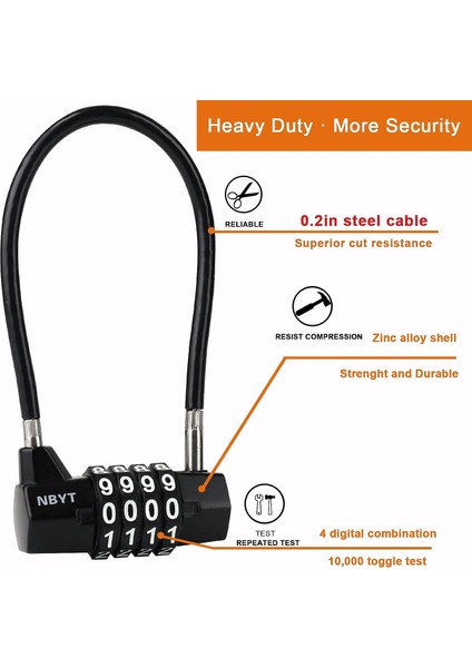 Çelik Kablo Halatlı 4 Haneli Şifreli Kilit, Dolap Kapı Kolu Asma Kilit, Çap3/16", UZUNLUK11", Dolaplar, Dosya Dolapları, Dolaplar, Küçük Çitler, Küçük Barakalar, Evcil Hayvan Kapıs (Yurt Dışından) modelleri