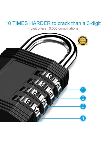 Soyunma Kilidi, Spor Salonu, Çalışan, Okul, Çit, Çile Dolabı Için 4 Haneli Kombinasyonlu Asma Kilit (2 Paket ，siyah ve Kırmızı) (Yurt Dışından) modelleri