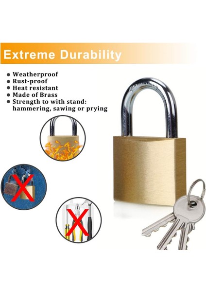 Abrafox Prinç Aynı Anahtarlı Asma Kilit Benzer Anahtarlı KILITLER-40MM-3 Paket (Yurt Dışından)