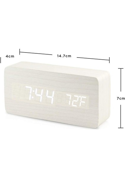 Ahşap Dijital Çalar Saat, Ahşap Moda Çok Fonksiyonlu LED Çalar Saat, USB Güç Kaynağı, Ses Kontrolü, Termometre - Beyaz (Yurt Dışından) modelleri