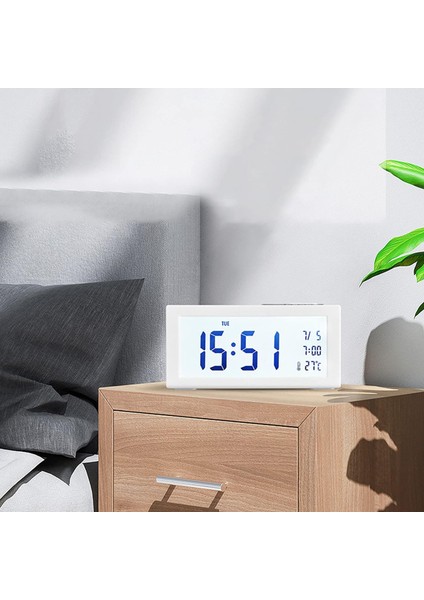 Elektronik Dijital Saat, Sıcaklık Göstergeli Çalar Saatler, Oturma Odası, Ev, Ofis, Yatak Odası Saati (Beyaz) Için Aydınlık Dijital Saat (Yurt Dışından)