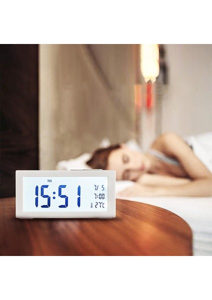 Elektronik Dijital Saat, Sıcaklık Göstergeli Çalar Saatler, Oturma Odası, Ev, Ofis, Yatak Odası Saati (Beyaz) Için Aydınlık Dijital Saat (Yurt Dışından)