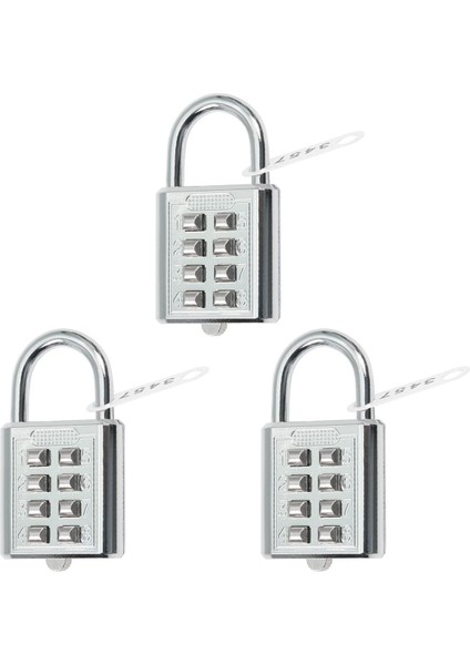 3 Adet 8 Haneli Kombinasyon Asma Kilit Soyunma Dolabı Için Basma Düğmesi Kilidi Elektrikli Beyaz (Yurt Dışından)