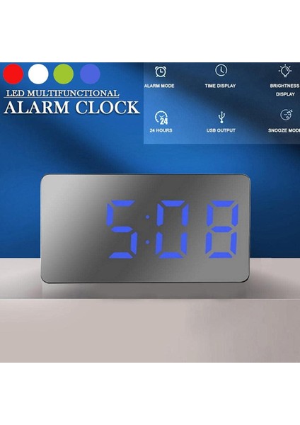 Saat Çalar Saat LED Ayna Çalar Saat Dijital Çalar Saat Yatak Odası Oturma Odası Ofis Için Çok Fonksiyonlu Mini Elektronik Çalar Saat (Yeşil) (Yurt Dışından)