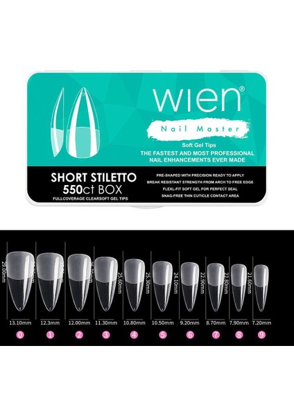 Yeni Nesil Protez Tırnak Jel Tips Soft Gel Tips Short Stiletto 550 Adet