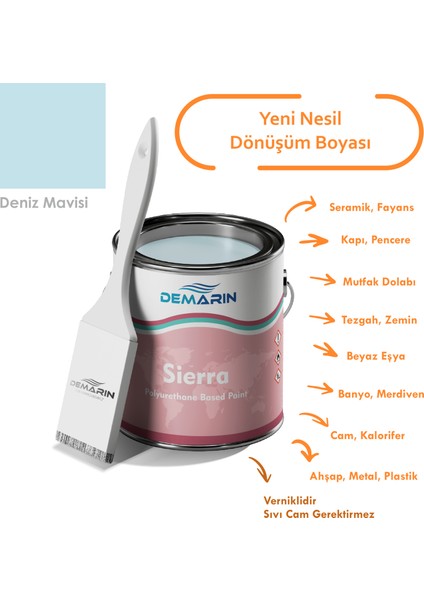 Her Şeyi Boyayan Boya Demarin Sierra Tek Bileşen Fayans, Tezgah, Seramik, Mobilya, Zemin Boyası