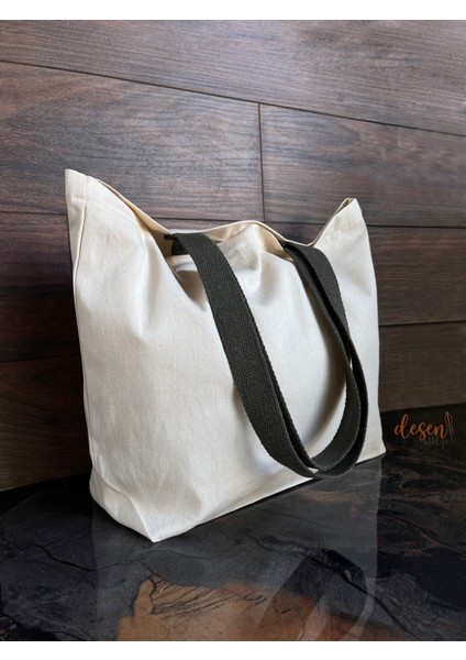 Gabardin Çanta Haki Renk Saplı Pamuk 260GR. Punch Nakışı Boyamaya Uygun