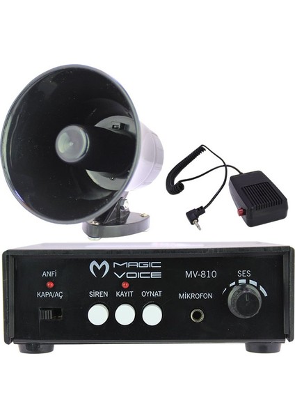 Magıcvoıce MV-800 Kayıt Siren Mini Pazarcı Anfi Seti Mıknatıslı (Anfi+Hoparlör+Mikrofon) (81)