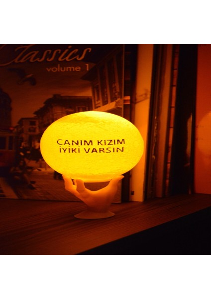 12cm Canım Kızım İyiki Varsın El Standlı Ay Küresi neon led lamba hediyelik eşya avize masa lambası gece lambası moon yılbaşı hediye
