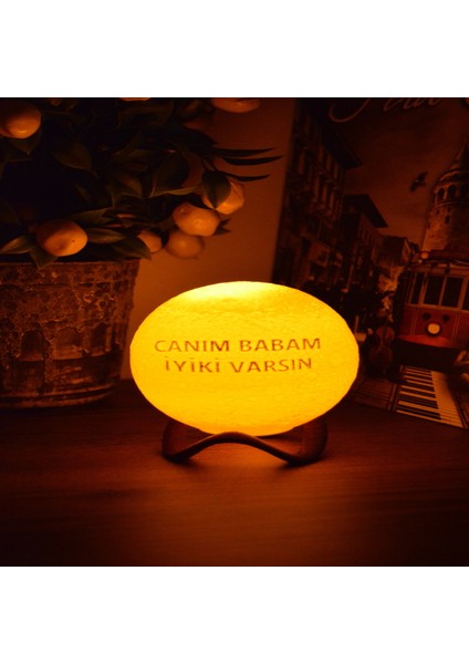 12cm Canım Babam İyiki Varsın Standlı Ay Küresi neon led lamba hediyelik eşya avize masa lambası gece lambası moon yılbaşı hediye