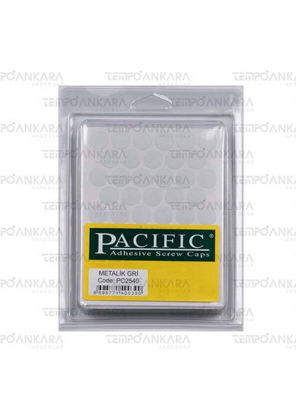 Pacific Yapışkanlı Tapa Metalik Gri (14MM)