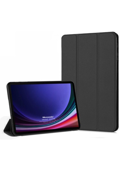 Samsung Galaxy Tab S9 X710 Kılıf Slim Translucent Back Smart Cover Siyah