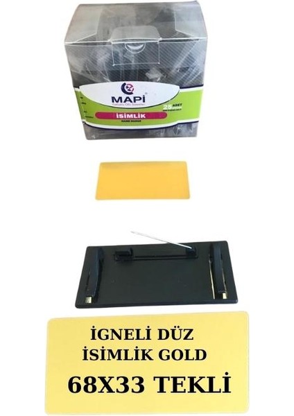 Igneli Düz Isimlik Gold 68X33 Tekli