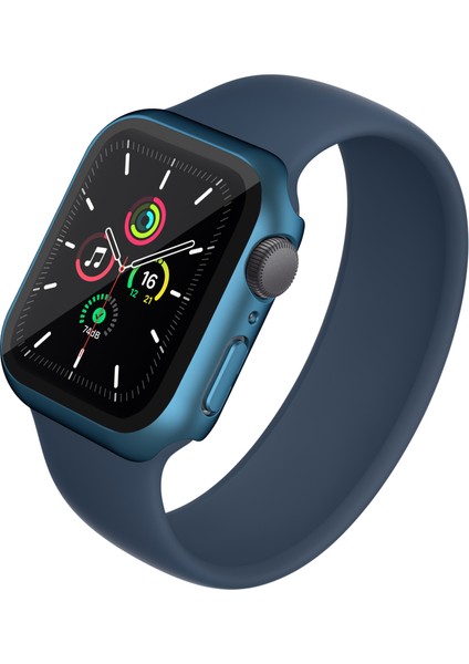 Apple Watch Serisi 7 /8 41MM Mat Pc Saat Kılıfı Temperli Cam Ekran Koruyucu ile Elektrokaplama Saat Kapak Koruyucusu - Mavi (Yurt Dışından) fiyatları