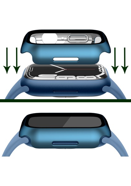 Apple Watch Serisi 7 /8 41MM Mat Pc Saat Kılıfı Temperli Cam Ekran Koruyucu ile Elektrokaplama Saat Kapak Koruyucusu - Mavi (Yurt Dışından) fırsatları