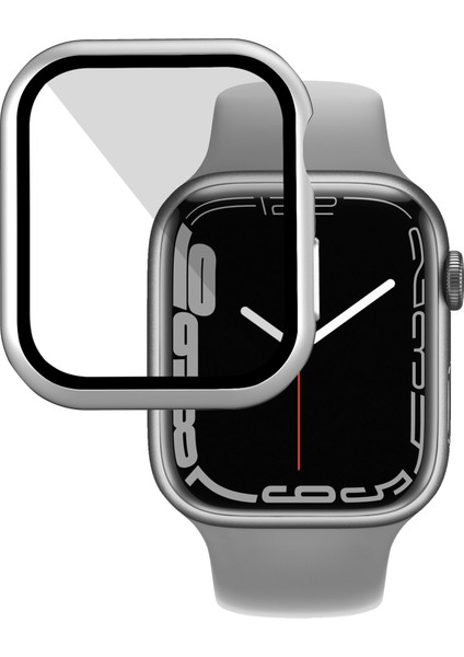 Apple Watch Serisi 7 /8 41MM Mat Pc Saat Kılıfı Temperli Cam Ekran Koruyucu ile Elektrokaplama Saat Kapak Koruyucu - Gümüş Beyaz (Yurt Dışından) indirimleri