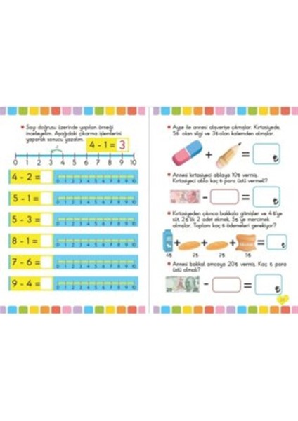 Okul Öncesi Matematik Çalışmaları ve Eğitici Etkinlikli Boyama Seti 10 Kitap