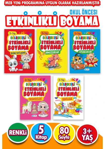 3 - 6 Yaş Eğitici Etkinlikli Kolay Boyama Seti 5 Kitap