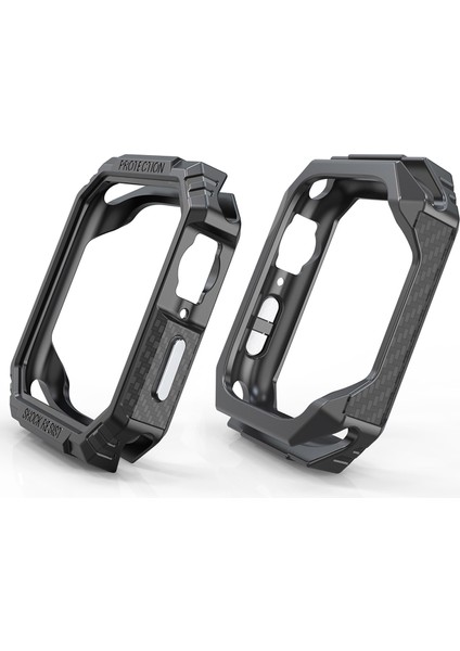 Apple Watch Serisi 7 /8 41MM Karbon Fiber Tpu Akıllı Saat Kılıfı Çağlık Karşıtı Koruyucu Çerçeve - Siyah/gümüş (Yurt Dışından) fırsatları