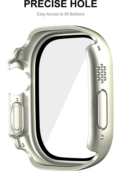 Apple Watch Ultra 49MM Su Geçirmez Kılıf Temsilli Cam Ekran Koruyucu Sabit Pc Tam Koruma Saat Kapağı - Gümüş (Yurt Dışından) fırsatları