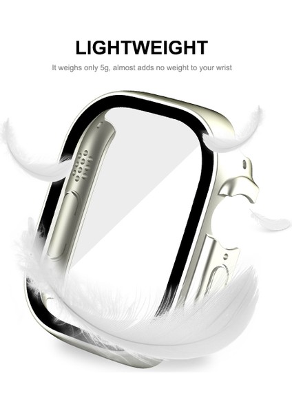 Apple Watch Ultra 49MM Su Geçirmez Kılıf Temsilli Cam Ekran Koruyucu Sabit Pc Tam Koruma Saat Kapağı - Gümüş (Yurt Dışından) indirimleri
