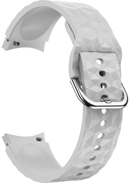 Samsung Galaxy 4 40MM/44MM/WATCH 4 Classic 42MM/46MM/SAAT 5 40MM/44MM Rhombus Patern Saat Bandı Yumuşak Silikon Spor Bilgisayar Kayışı - Gri (Yurt Dışından)