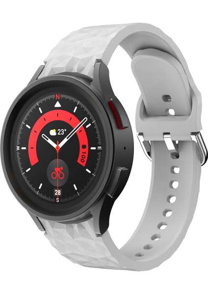 Samsung Galaxy 4 40MM/44MM/WATCH 4 Classic 42MM/46MM/SAAT 5 40MM/44MM Rhombus Patern Saat Bandı Yumuşak Silikon Spor Bilgisayar Kayışı - Gri (Yurt Dışından) fırsatları