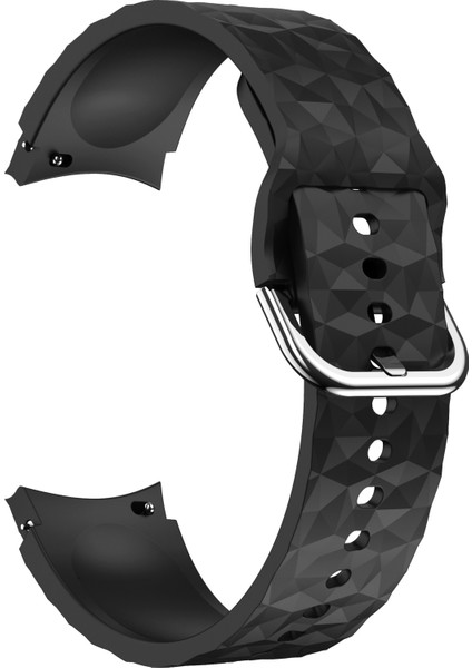 Samsung Galaxy 4 40MM/44MM/WATCH 4 Classic 42MM/46MM/SAAT 5 40MM/44MM Rhombus Patern Saat Bandı Yumuşak Silikon Spor Bilgisayar Kayışı - Siyah (Yurt Dışından)