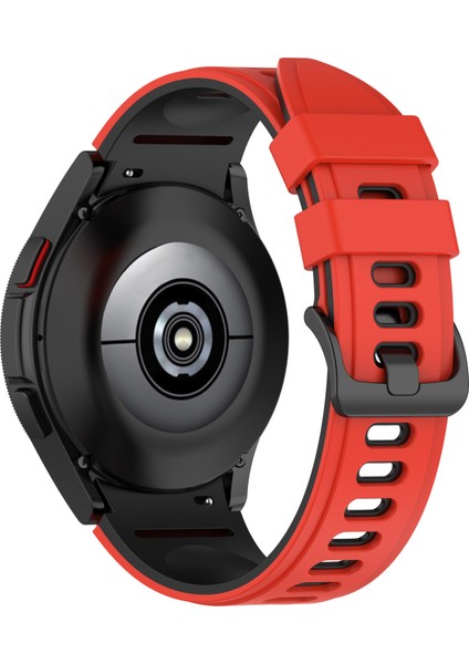 Samsung Galaxy 5 40MM/WATCH 5 44MM/WATCH 5 Pro 45MM/WATCH4 40MM/WATCH4 44MM/WATCH4 Classic 42MM Silikon Saat Band Çift Renk Değiştirme Kayışı - Kırmızı/siyah (Yurt Dışından)