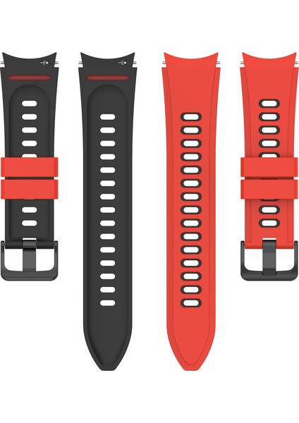 Samsung Galaxy 5 40MM/WATCH 5 44MM/WATCH 5 Pro 45MM/WATCH4 40MM/WATCH4 44MM/WATCH4 Classic 42MM Silikon Saat Band Çift Renk Değiştirme Kayışı - Kırmızı/siyah (Yurt Dışından) indirimleri