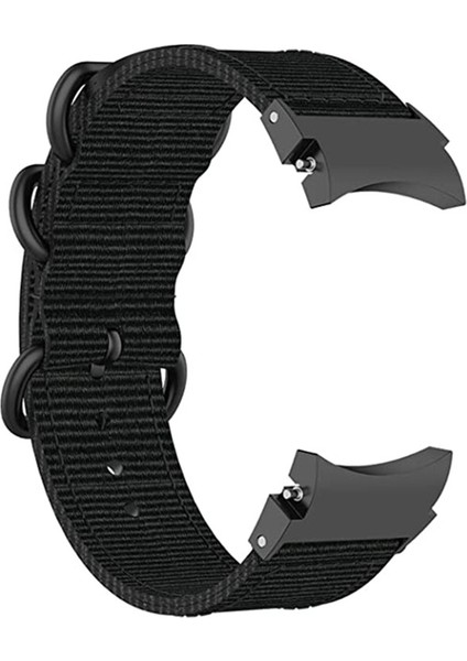 Samsung Galaxy 5 40MM/44MM/WATCH 5 Pro 45MM/WATCH4 40MM/44MM Naylon Watch Band Üç Döngü Ayarlanabilir Kayış Değiştirme - Siyah (Yurt Dışından)