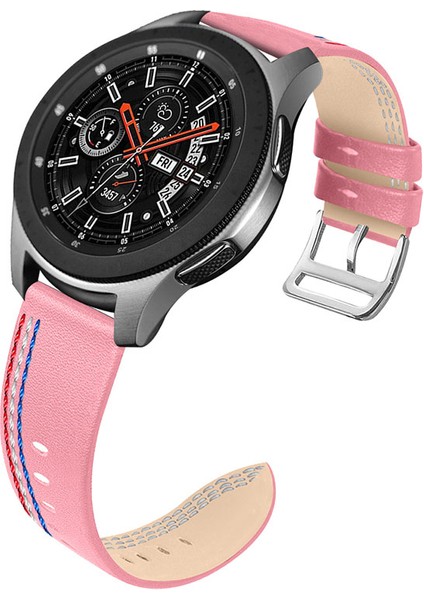 Üst Kat Cowhide Deri Dikiş Tasarımı Samsung Galaxy Watch Saat Strapt3 45MM/WATCH 46MM - Pink (Yurt Dışından)