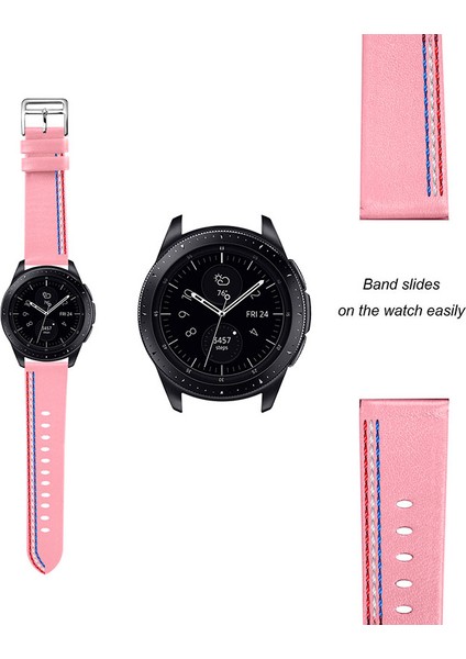 Üst Kat Cowhide Deri Dikiş Tasarımı Samsung Galaxy Watch Saat Strapt3 45MM/WATCH 46MM - Pink (Yurt Dışından) modelleri