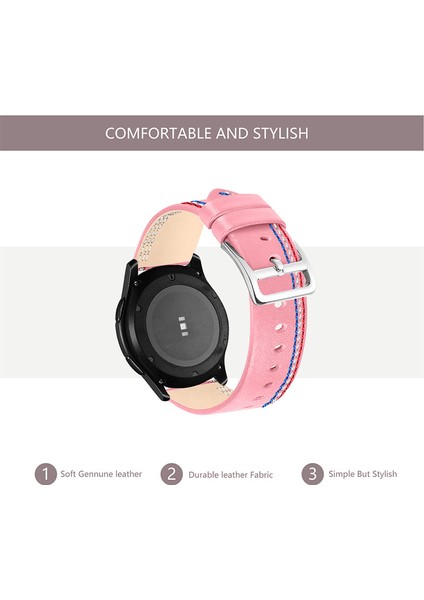 Üst Kat Cowhide Deri Dikiş Tasarımı Samsung Galaxy Watch Saat Strapt3 45MM/WATCH 46MM - Pink (Yurt Dışından) fırsatları