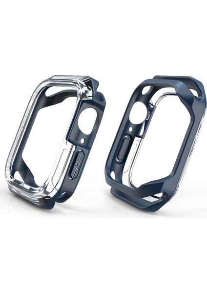 Apple Watch Serisi 7 45MM/SERISI 8 45MM Şık Şeffaf Çift Renkli Yumuşak Tpu Oyuk Saat Kapağı - Şeffaf/gece Mavisi (Yurt Dışından) modelleri