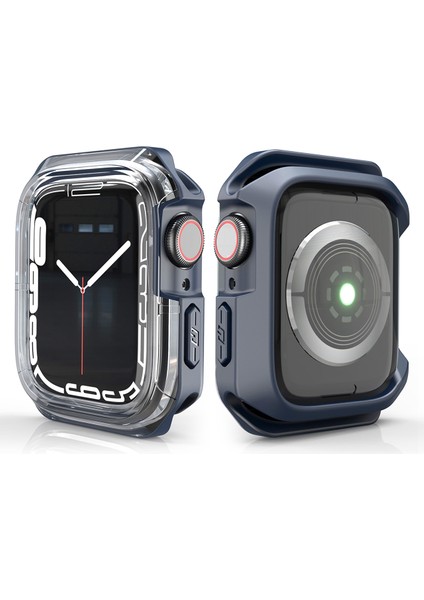 Apple Watch Serisi 7 45MM/SERISI 8 45MM Şık Şeffaf Çift Renkli Yumuşak Tpu Oyuk Saat Kapağı - Şeffaf/gece Mavisi (Yurt Dışından) fırsatları