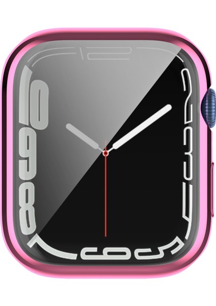 Şık Elektraplatma Tpu Saat Kılıfı Apple Watch Serisi 7 45MM/SERISI 8 45MM - Pink Tam Koruyucu Kılıf (Yurt Dışından)