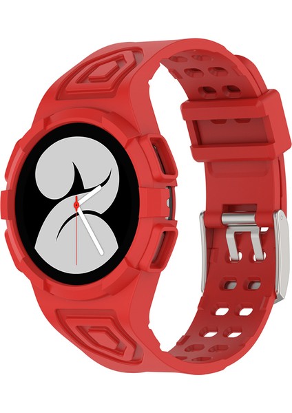 Samsung Galaxy Watch 4 40MM Tek Parçalı Yumuşak Tpu Akıllı Saat Saat Kılıflı Yedek Bilek Kayışı - Kırmızı (Yurt Dışından)
