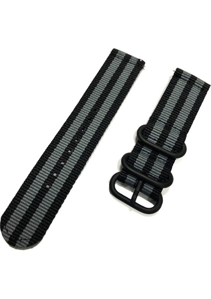 20MM Naylon Watch Band Kayışı Samsung Galaxy Watch4 20MM Klasik 46MM 42MM/WATCH4 44MM 40MM/WATCH Active 2/huawei Watch 42MM - Siyah/gri (Yurt Dışından)